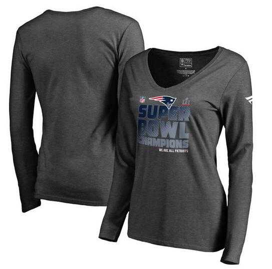 Women New England Patriots Pro Line by Fanatics Branded Super Bowl LI Champions Trophy Collection Locker Room V Neck Long Sleeve T-Shirt Charcoal FengYun,We sell and wholesale Women New England Patriots Pro Line by Fanatics Branded Super Bowl LI Champions Trophy Collection Locker Room V Neck Long Sleeve T-Shirt Charcoal FengYun on line form chian!